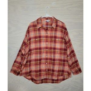 Old Navy Women's SZ XL The Boyfriend Tunic Flannel Button Up Long Sleeve Plaid